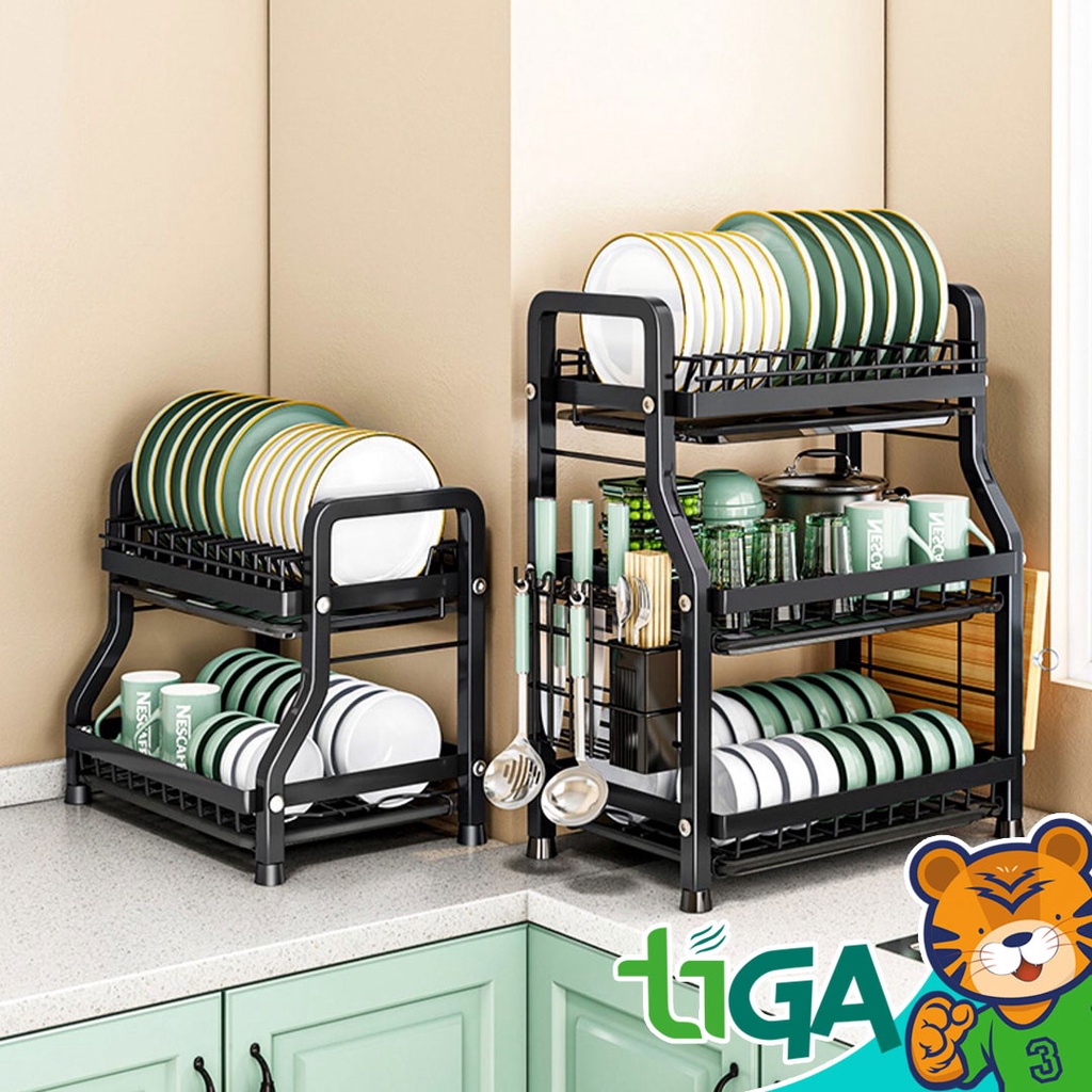TIGA Kitchen Racks Dishes Storage Drain Racks Kitchenware Organizer [2/ ...