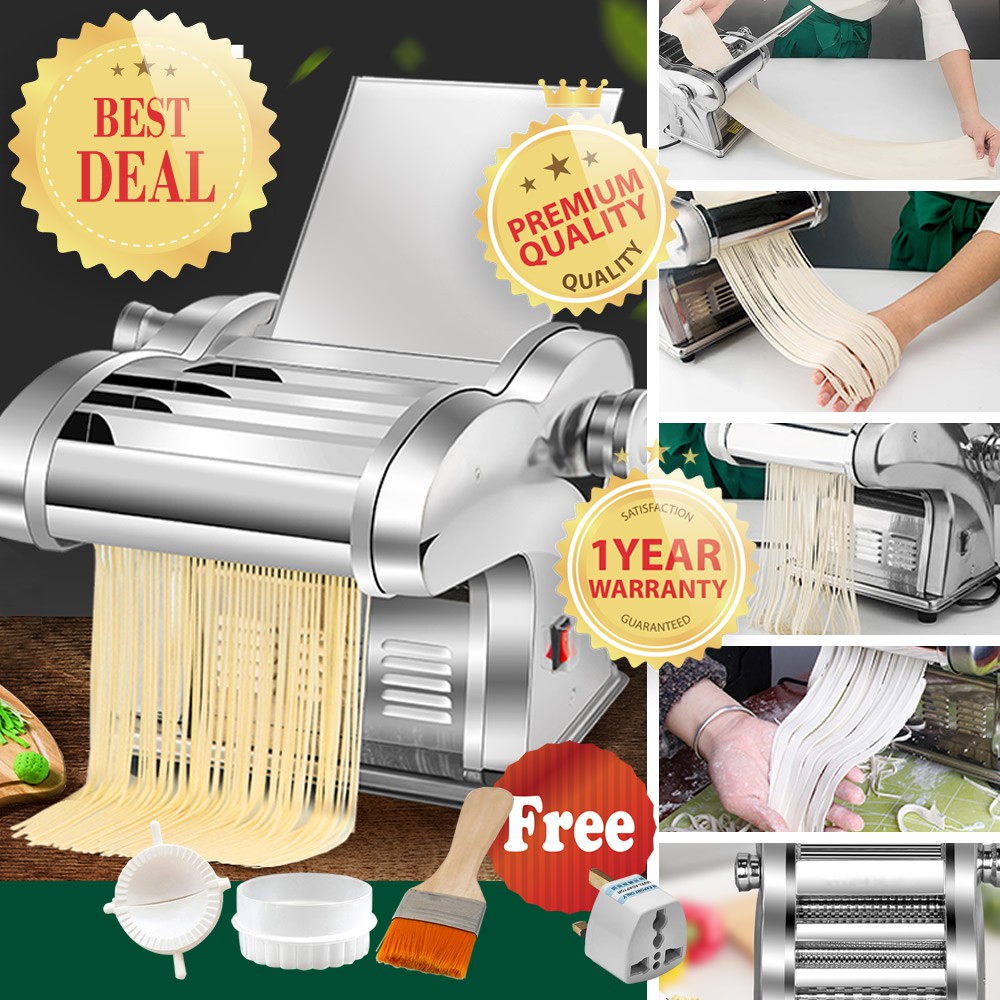 Electric Pasta Maker, Household Noodle Making Machine Dough Spaghetti Roller Pressing Machine with 2.5mm Noodle Cutter, Stainless Steel, 135W 5kg/h