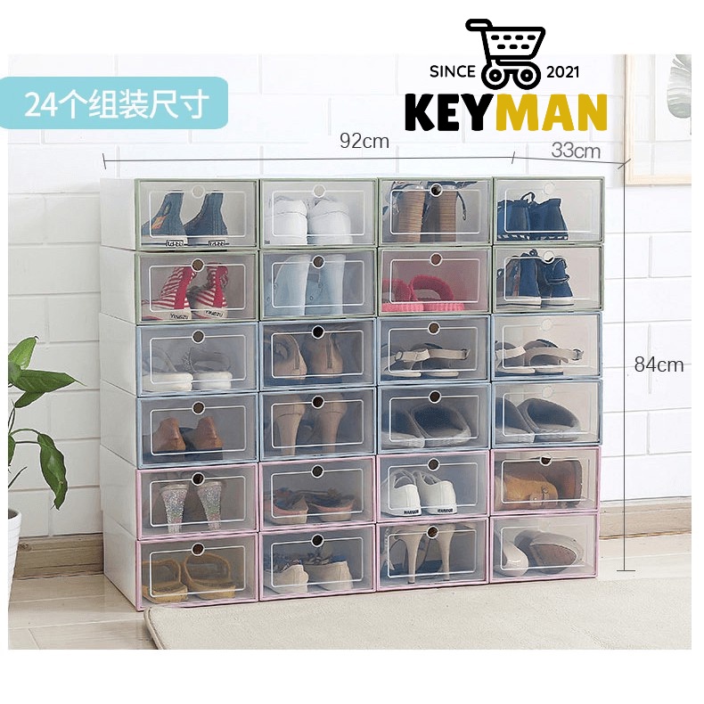 KEYMAN Unisex Stackable Storage Shoes Shoe Box Pp Plastic Box Penyimpan ...