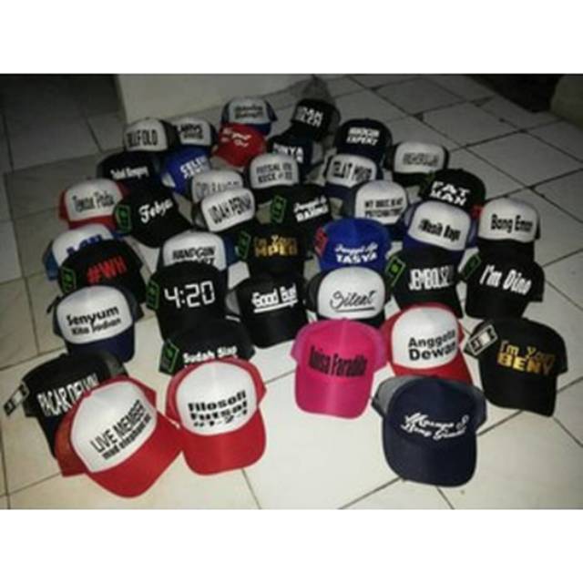 Custom adult plain net hats with name screen printing | Shopee Malaysia