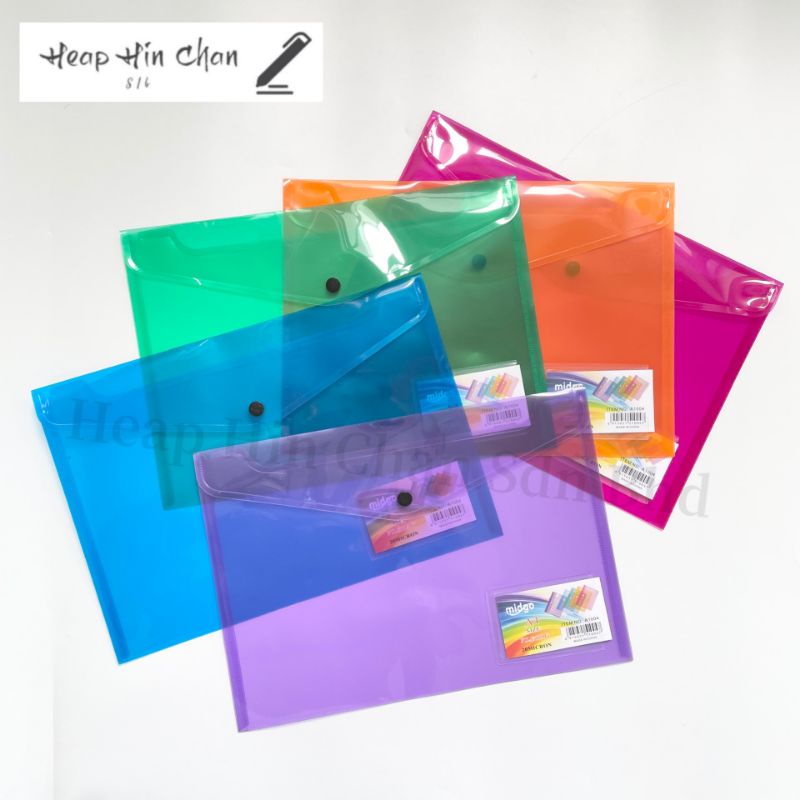 A4 Transparent Colourful Button File/ Document File/ Pocket File/ 文件夹 ...