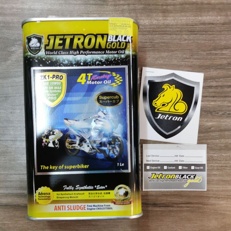 JETRON BLACK GOLD FREE GIFT 4T OIL(ESTER) 15W50 10W40 1LITTER FULLY