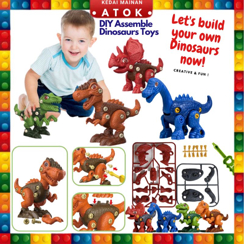 DIY Dinosaurs Assembly Educational Toys DIY Toys for kids | Shopee Malaysia