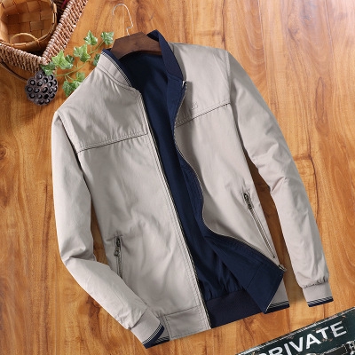 Men's Double-sided Casual Jacket Spring and Autumn Stand Collar Pure ...