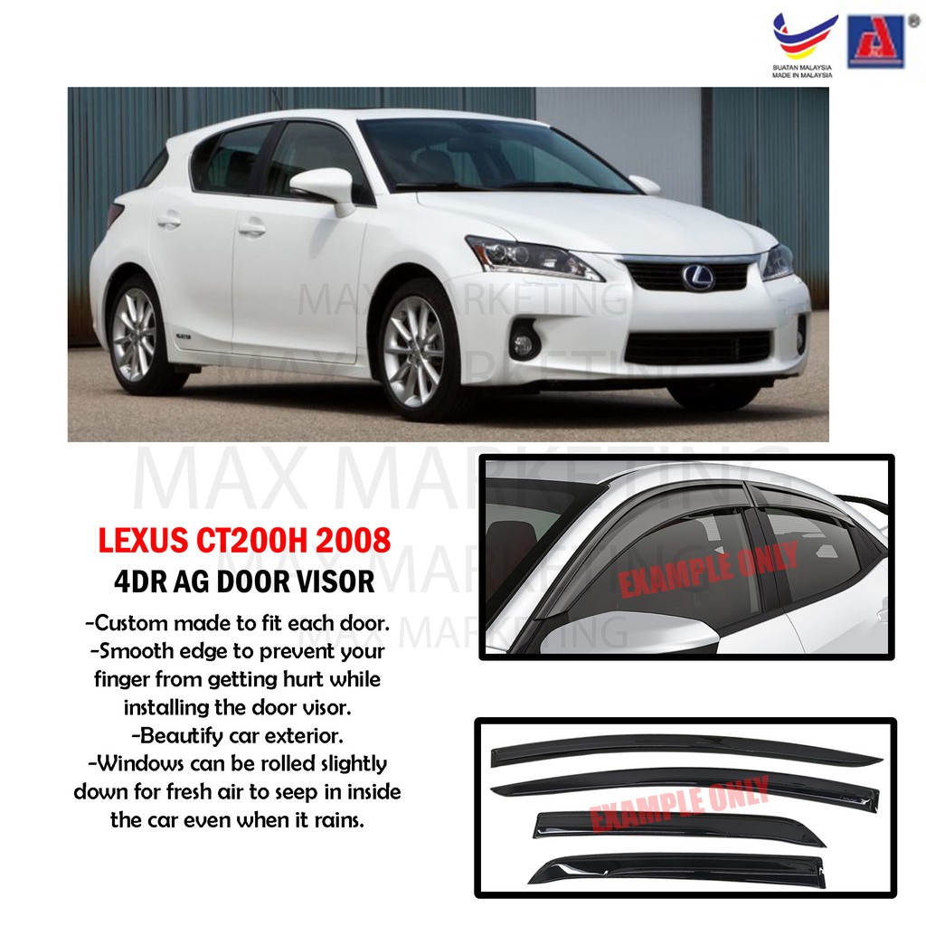 Lexus Ct200h A10 2011 AG Door Visor Air Press Wind Deflector (Big 12cm