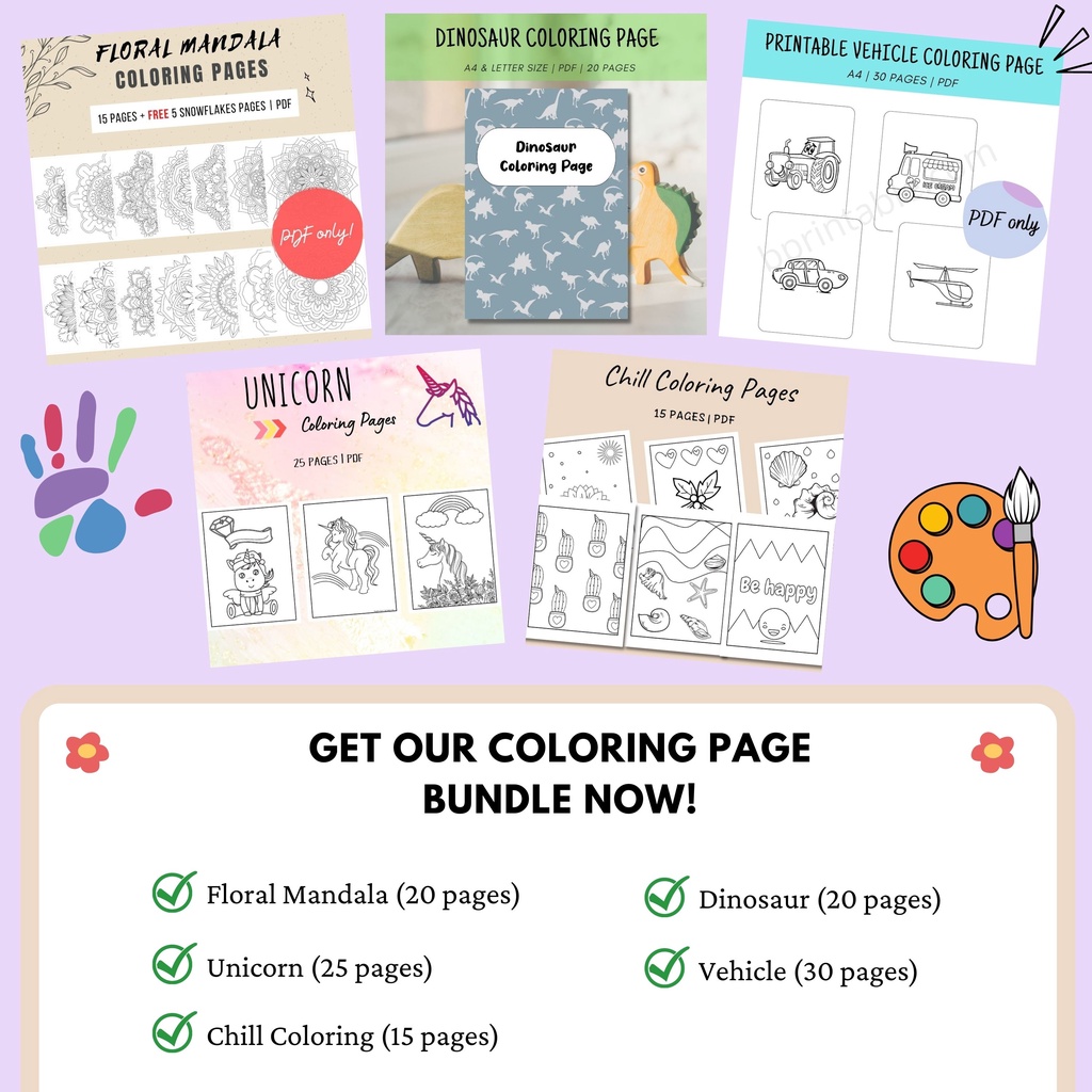 [PDF] Popular Coloring Page Bundle Pack Colouring Book (5 in 1 ...