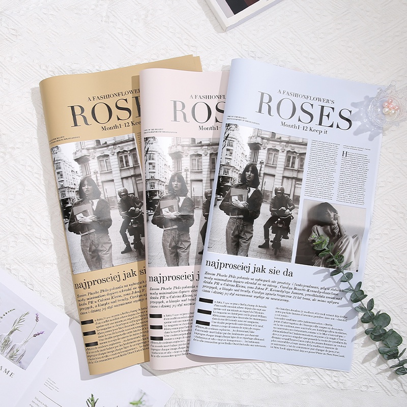 Magazine News Paper Pastel New Generation Rose Series Flower Bouquet ...