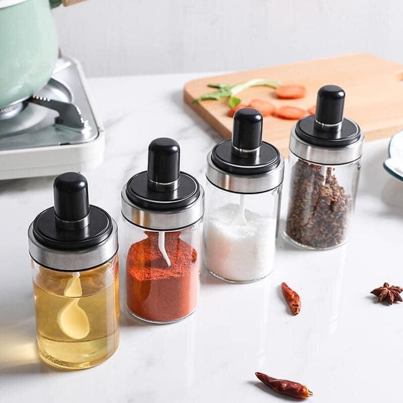 Smart Glass Spice Jar With Spoon And Lid 250ml