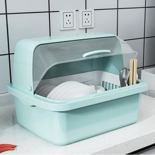 Rak pinggan saliran bertutup dengan kotak sudu garfu. SEOKO drain dish ...
