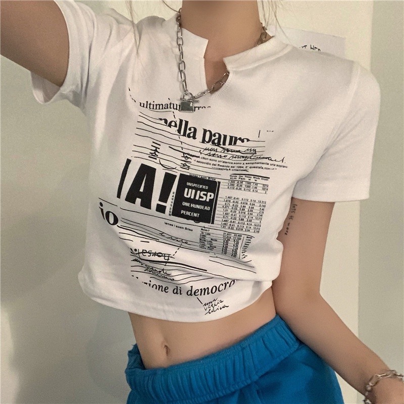 Printed cropped t-shirt - Women