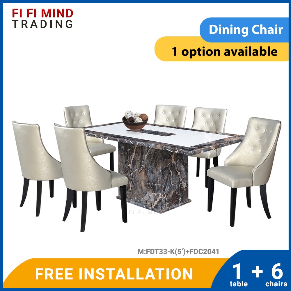 Helena Marble Dining Set/ Marble Dining Table/ Meja Makan 6 Kerusi
