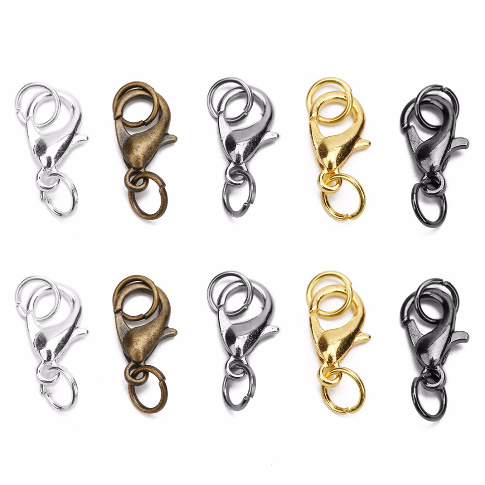 20pcs Necklace Connector Beads Lobster Claw Clasps W/Jump Ring Jewelry