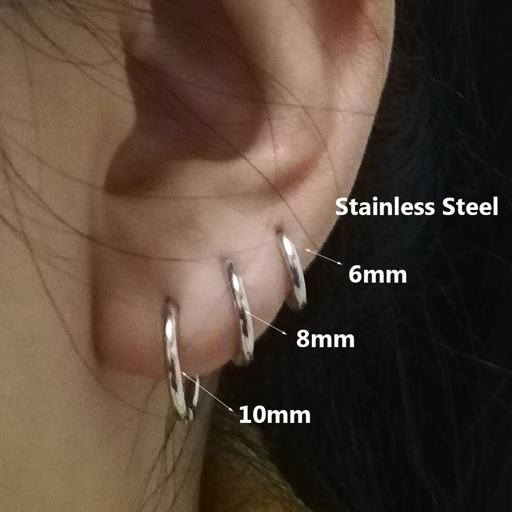 Women/Men Stainless Steel Gold Silver Color Small Hoops Earring ...