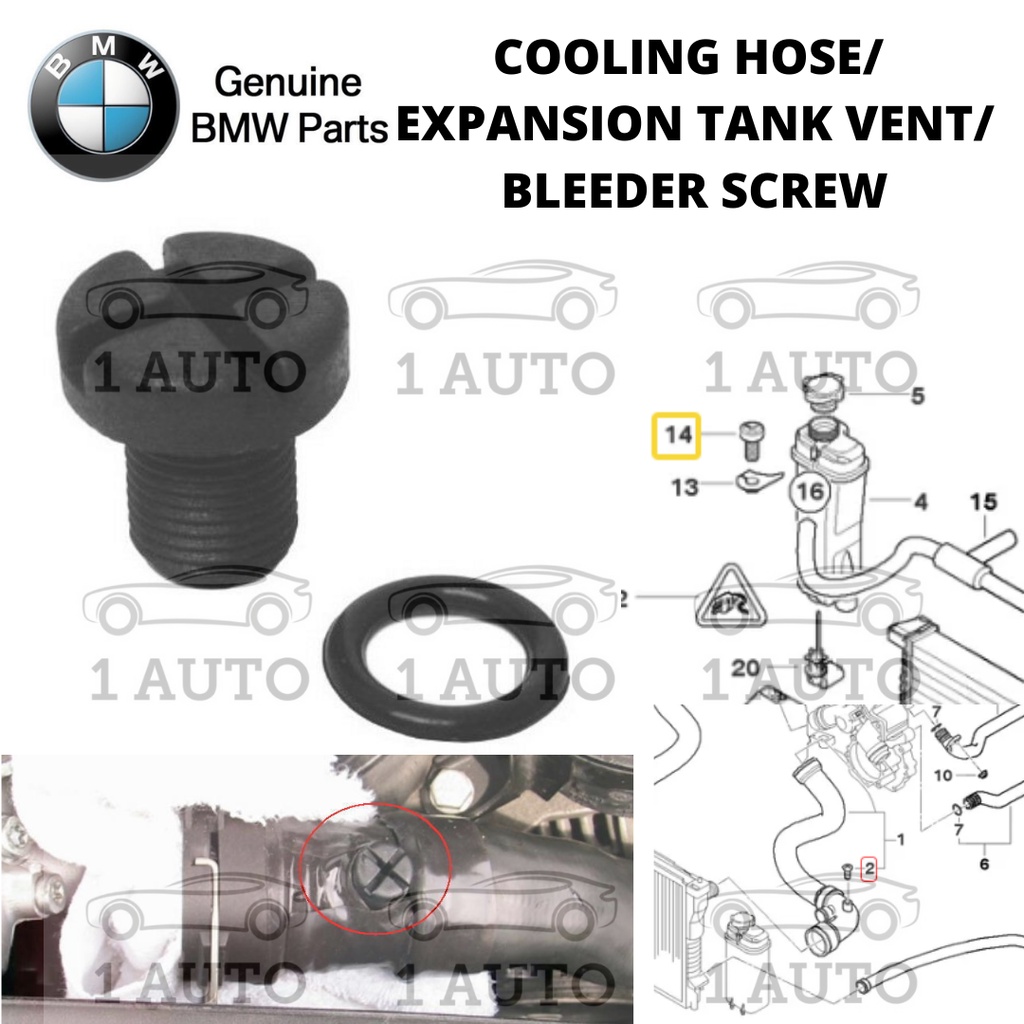 GENUINE BMW PARTS COOLING HOSE / EXPANSION TANK VENT BLEEDER SCREW BMW ...