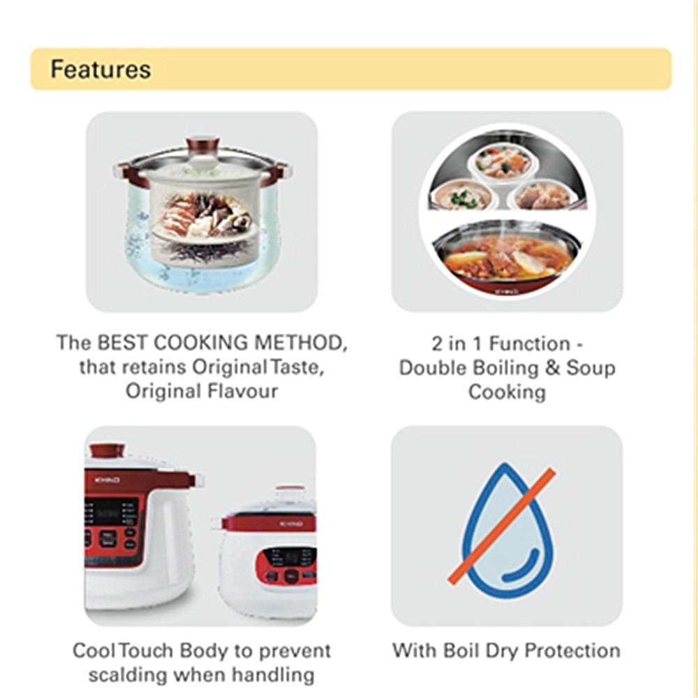 Khind Double Boiler (3.2L) DB32N / DB32AS 1+3 Luxury Double