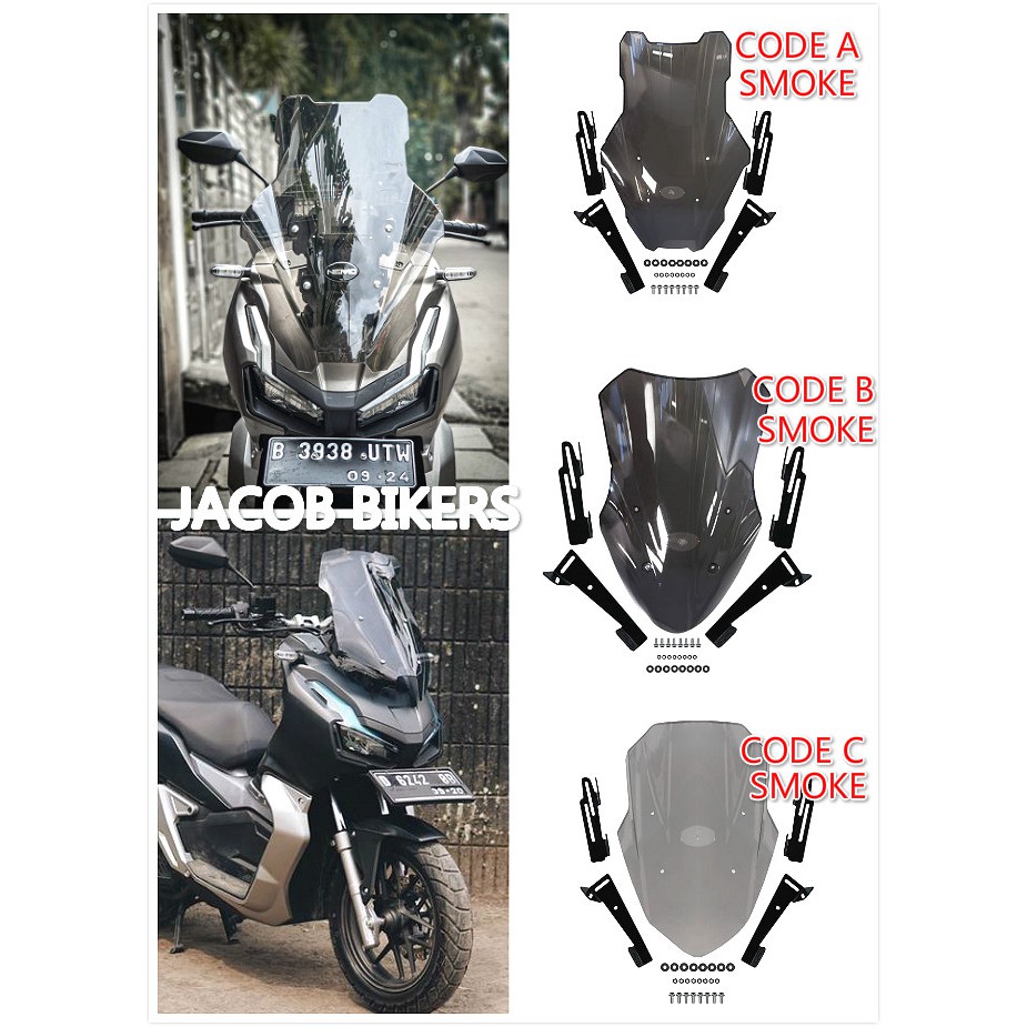 HONDA ADV150 ADV160 WINDSHIELD VISOR SMOKE ADJUSTABLE INCLUDER BRACKET