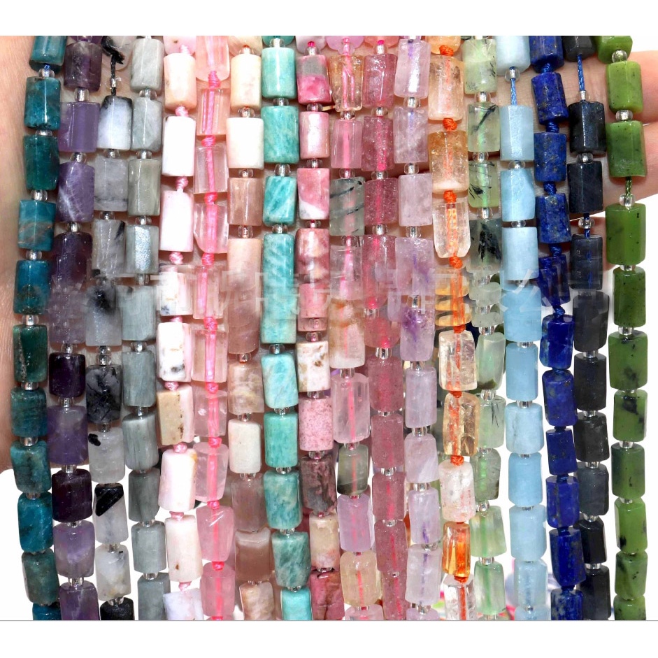 Cylindrical Natural Stone beads Facette Cuted face Beads for DIY