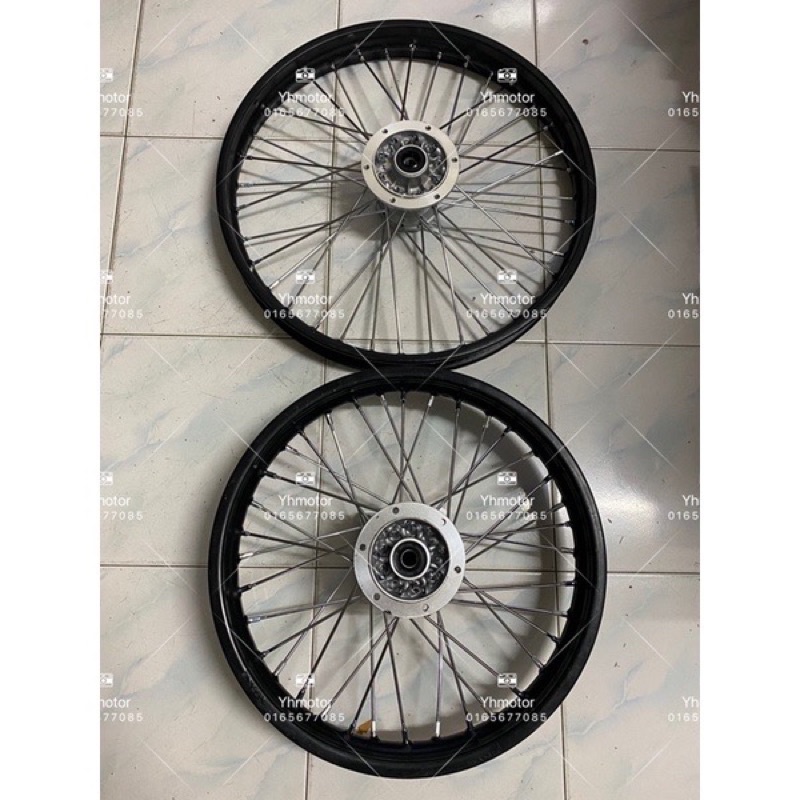 KLX150 rim rossi hitam depan 160x19/belakang 185x16 /jejari chrome/hub