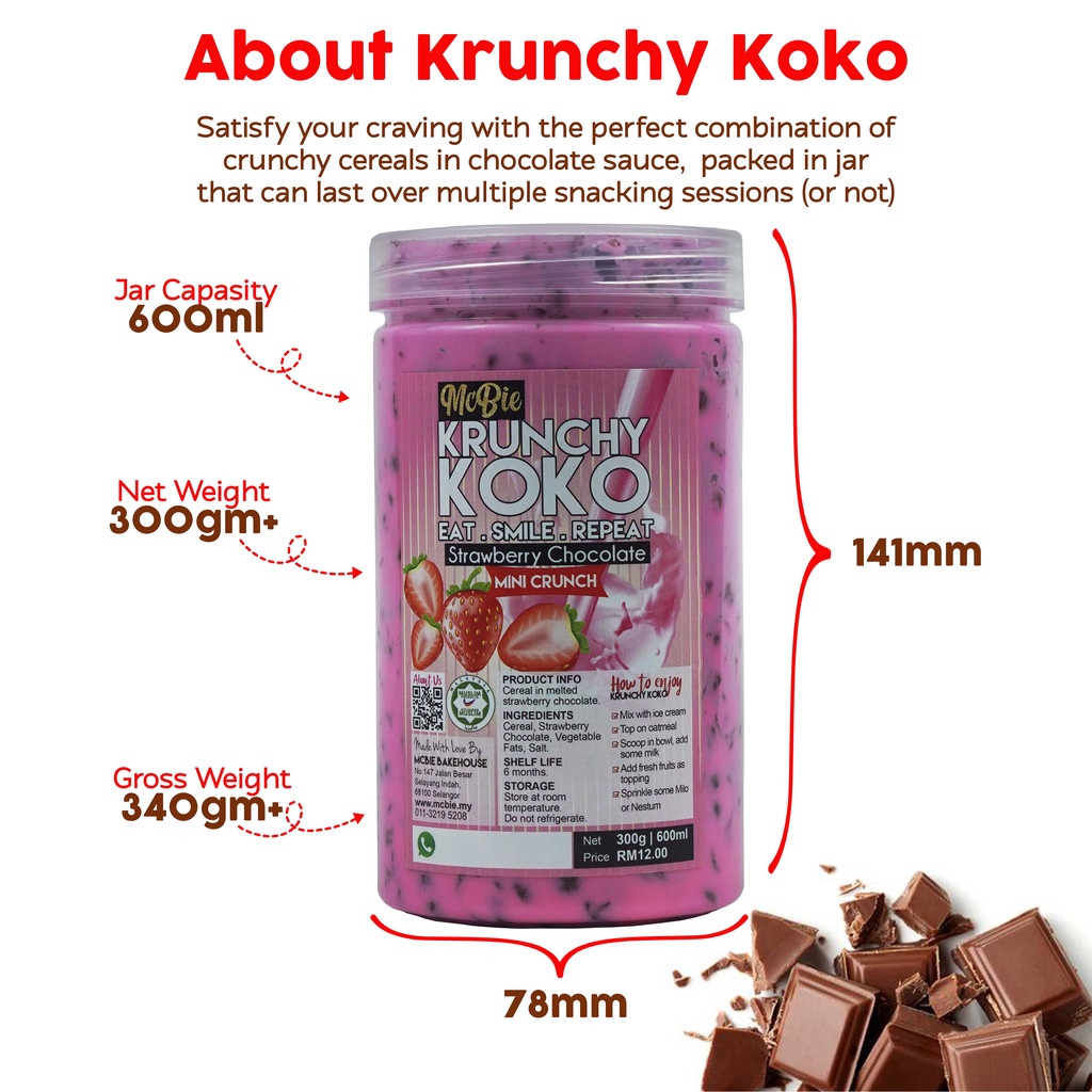 600ml Choco Jar Chocolate Mini Crunch Bubble Rice | Shopee Malaysia