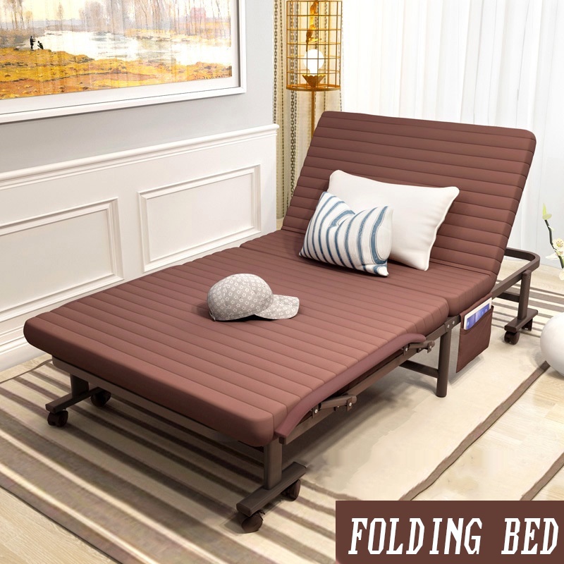 Adjustable Folding Metal Steel Single Bed Frame Metal Bed With Mattress ...