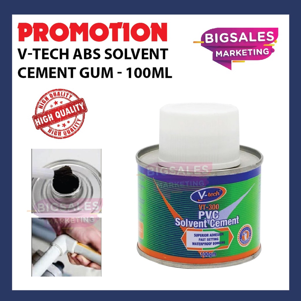 100ML VTech Abs Pvc Solvent Cement Gum Pvc Upvc Gum / Gam Pvc Gum Paip