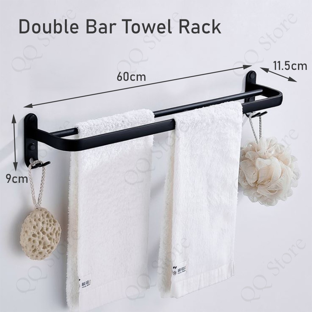 Premium Aluminum Towel Bar Rack Bathroom Towel Rack Holder Hanger