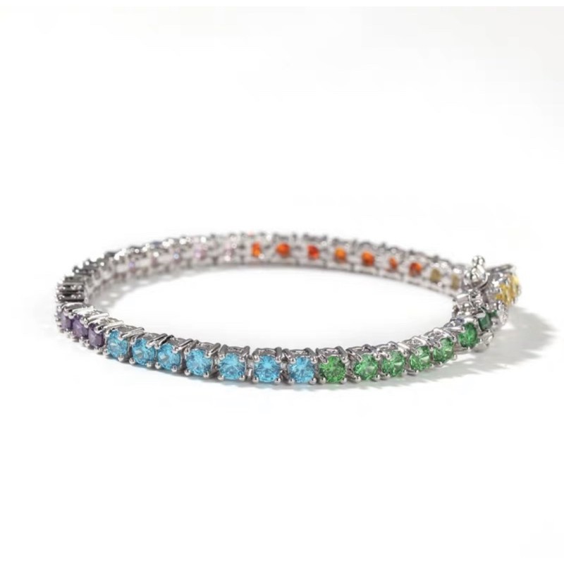 Iced out Rainbow Tennis Necklace / Bracelet Shopee Malaysia
