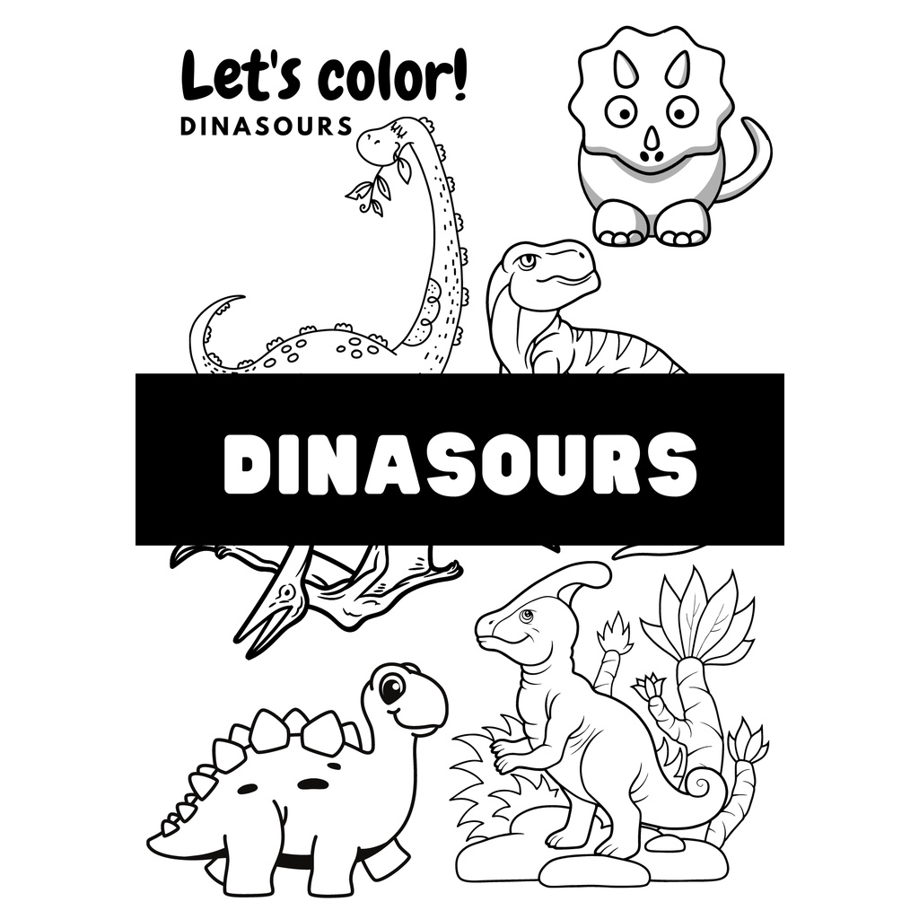 PDF Printable coloring page: DINASOURS | Shopee Malaysia