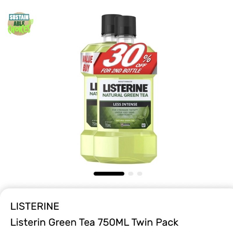 Listerine Green tea 750ml X 2 bottle ( less intense, all can use