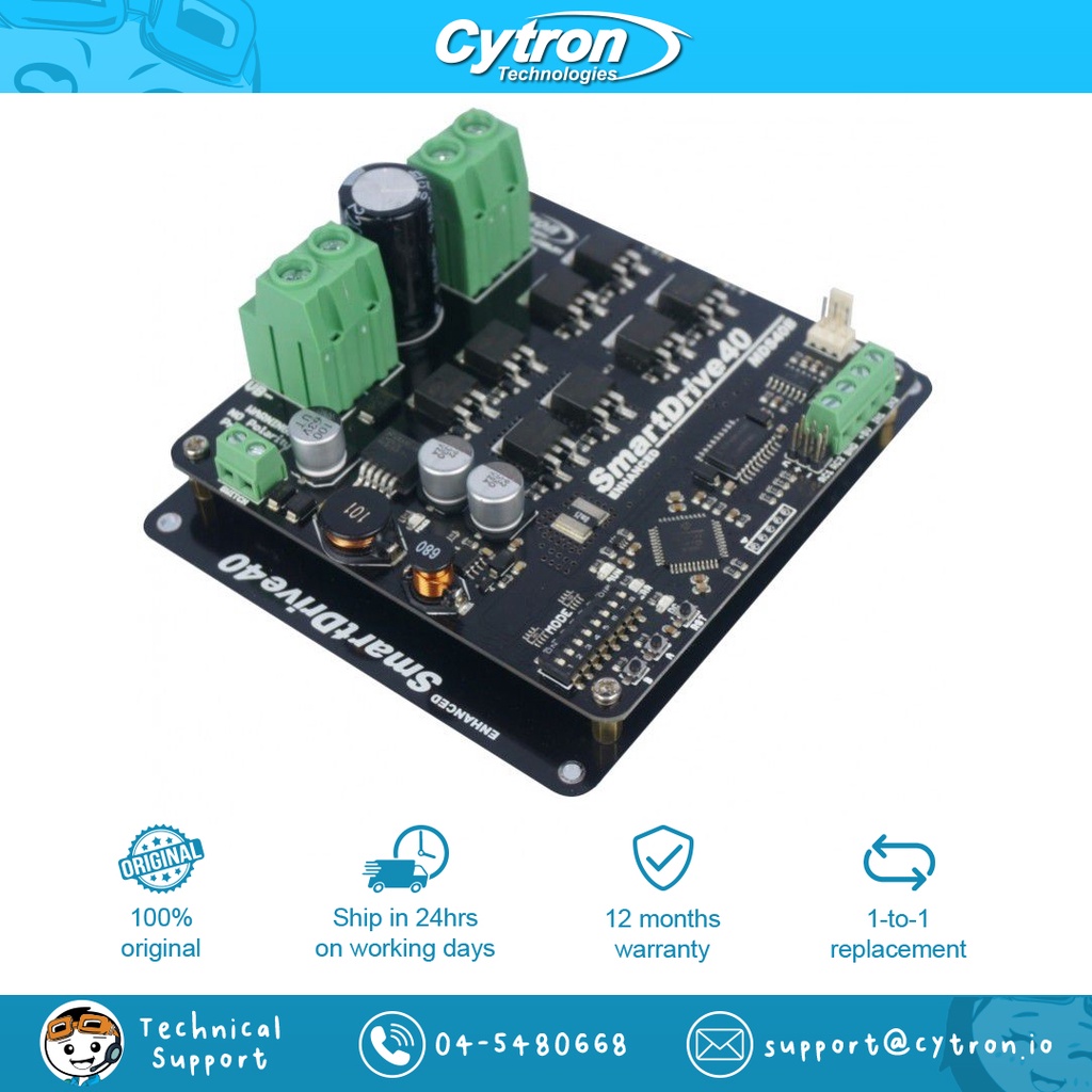 Cytron Smart Drive 40A (Max 80A) 10-45V RC/Analog/PWM/Serial 3.3/5Vlogic MCU Motor Driver High Quality READY STOCK