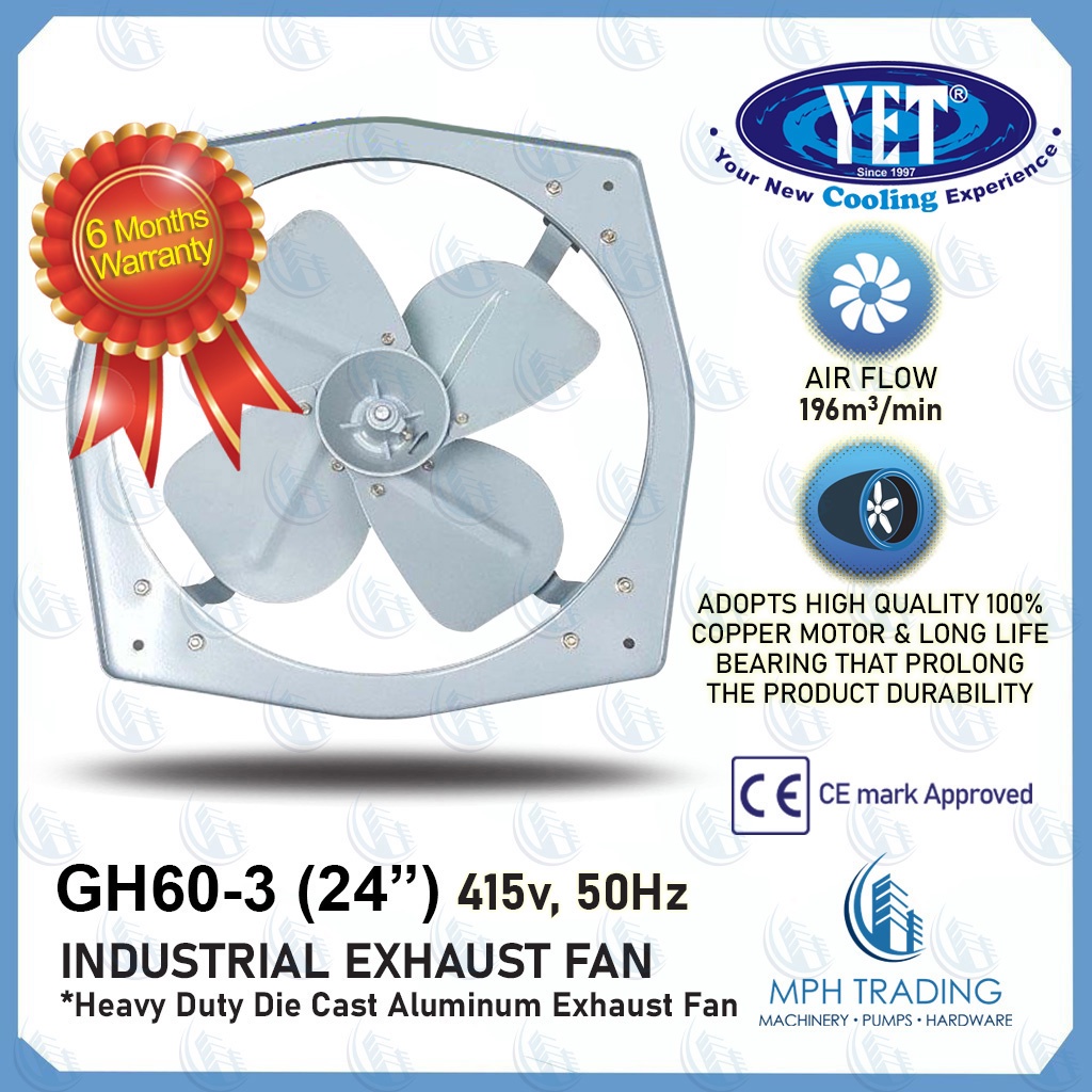 YET GH60-3 Heavy Duty 24'' Industrial Exhaust Fan with High