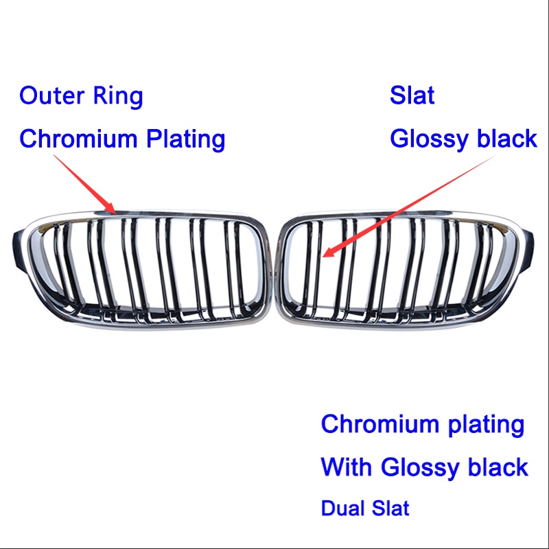 Kidney Front Bumper Grille Chromium Air Inlet Grill Fit For BMW 3 ...