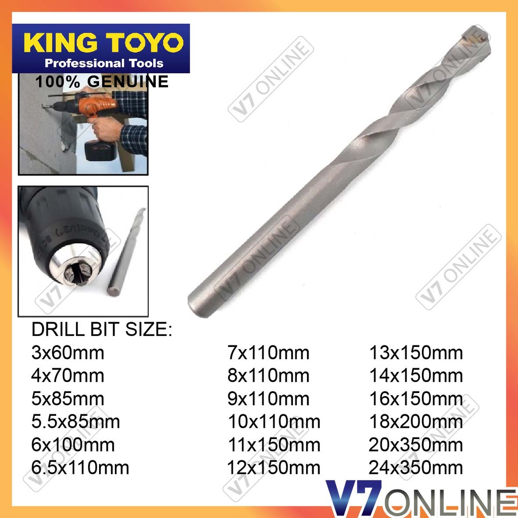 KING TOYO High Quality Masonry Drill Bit (18mm To 24mm) [KTMD] / KING TOYO Bit Bor Masonry