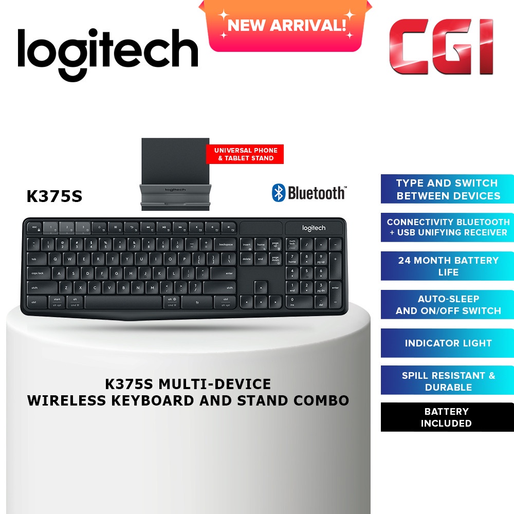Logitech K375s MULTIDEVICE Wireless Keyboard and Stand Combo LOG920