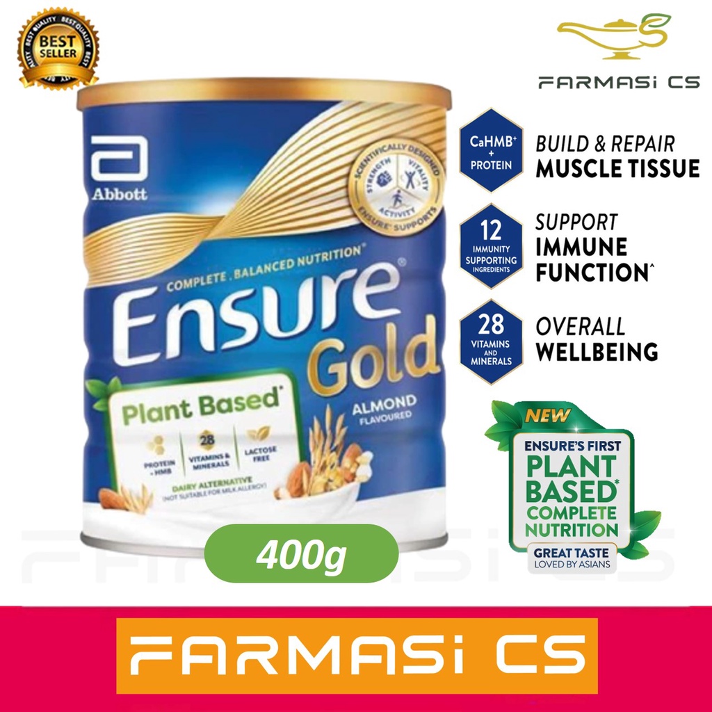Abbott Ensure Gold Plant Based Almond Flavoured 400g EXP10/2025 [ lactose free, vitamins