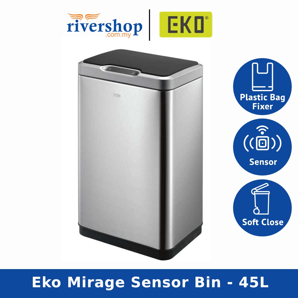 Eko Mirage Sensor Bin 9278 45Litres Stainless Steel Dustbin Rubbish