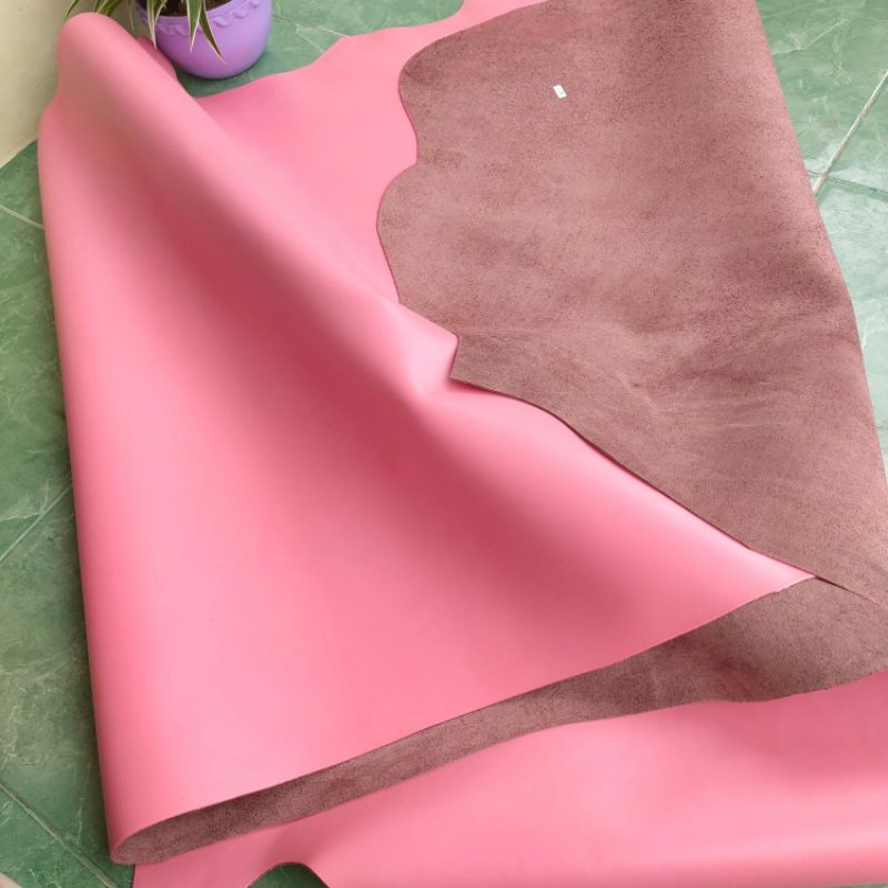 Genuine Cowhide with Pore / Fullgrain Motif, Baby Pink Color 5 feet ...