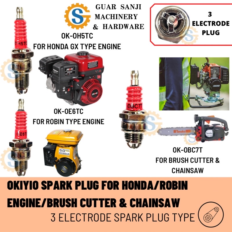 OKIYIO SPARK PLUG 3 ELECTRODE PLUG TIGA KEPALA SPARK PLUG FOR BRUSH