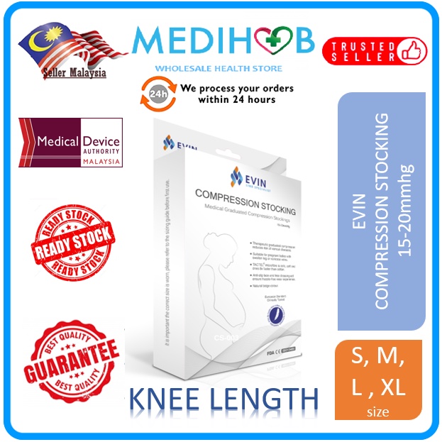 [MDA APPROVED] EVIN Compression Stockings 15-20 mmHg 🧦🅺🅽🅴🅴 🅷🅸🅶🅷] - SIZE ...