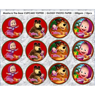 Masha and the Bear Cupcake Topper | 12pcs with Sticks | Shopee Malaysia