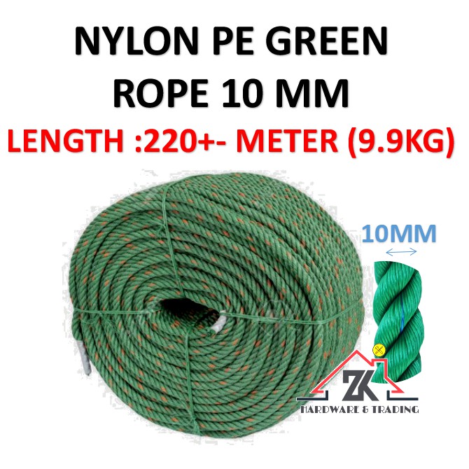 [ROLL] 10MM GREEN ROPE/ NYLON ROPE / PE ROPE / POLYETHYLENE ROPE ...