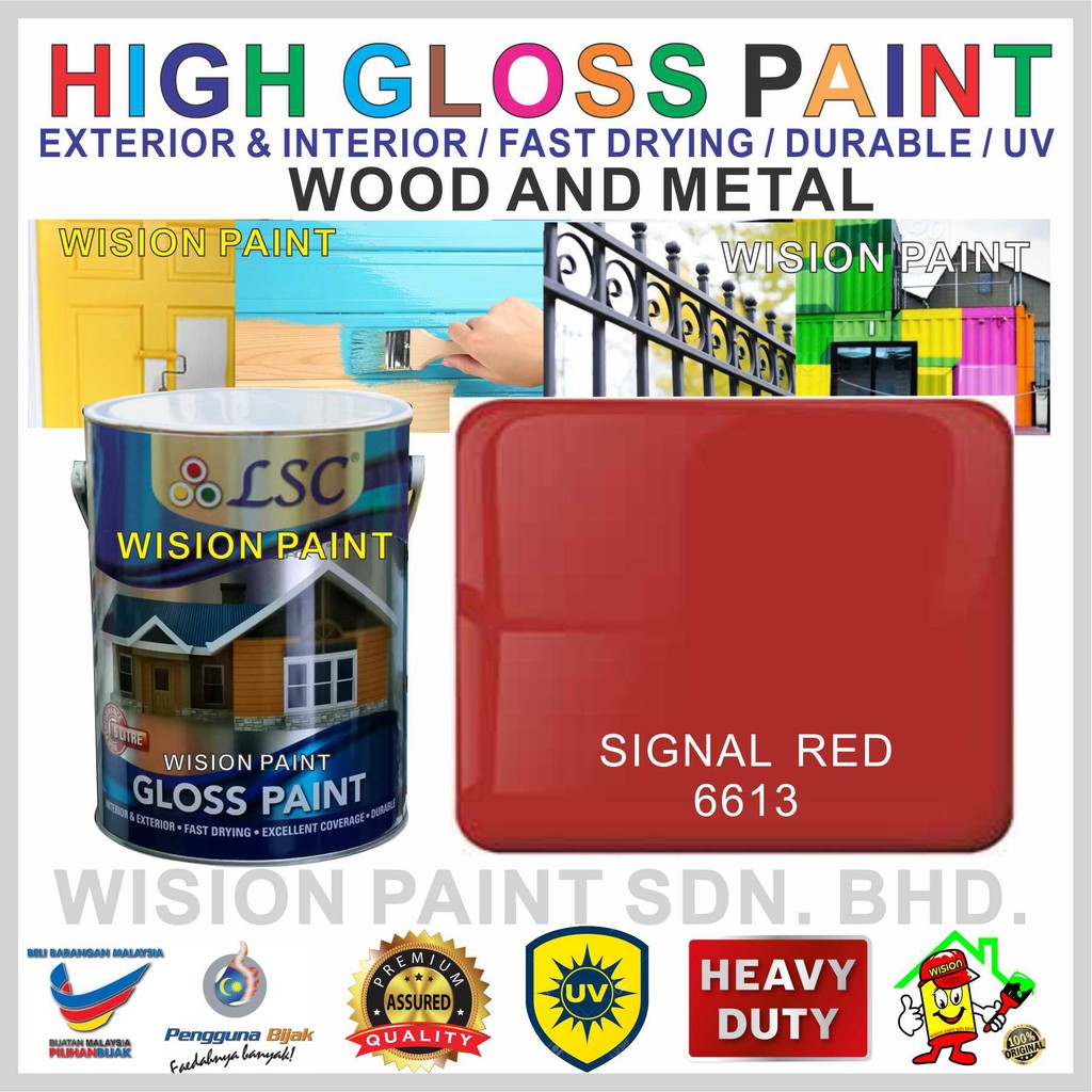 SIGNAL RED 6613 ( 5L ) LSC HIGH GLOSS PAINT HEAVY DUTY PRODUCT WOOD AND
