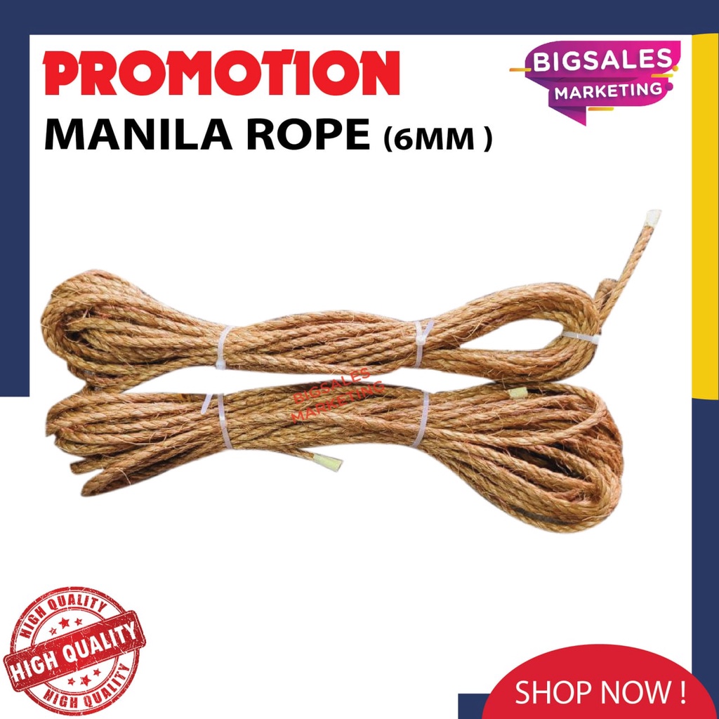 6mm x 10 Meter BIGSALES Multi Use Knots Twisted Manila Rope / Tali Kerbau