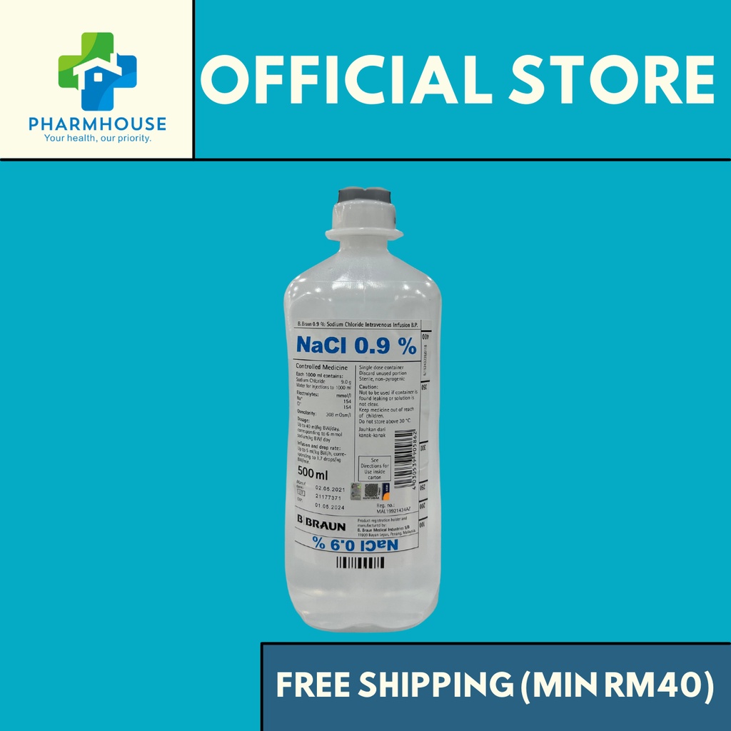 Bbraun Nacl 09 Sodium Chloride Iv Infusion 250ml 500ml 1000ml Shopee Malaysia 9375