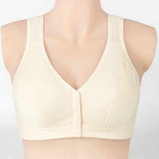 Us us [Same Day Delivery] Middle-Aged Elderly Women Pure Cotton Front  Buckle No Steel Support Bra Mother Bra Vest Thin Large Size Light  Breathable Mother Sports Front Buckle No Steel Support Plain