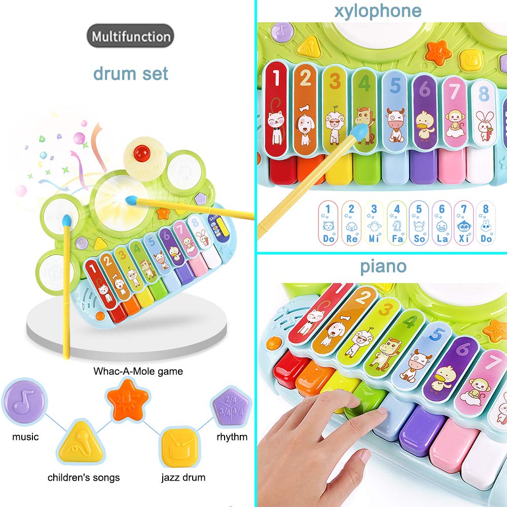 GOODWAY Electronic Xylophone with Game Drum 3 in 1 Kids Piano Keyboard