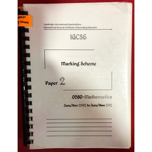 IGCSE Marking Scheme Mathematics Paper 2 (0580) | Shopee Malaysia