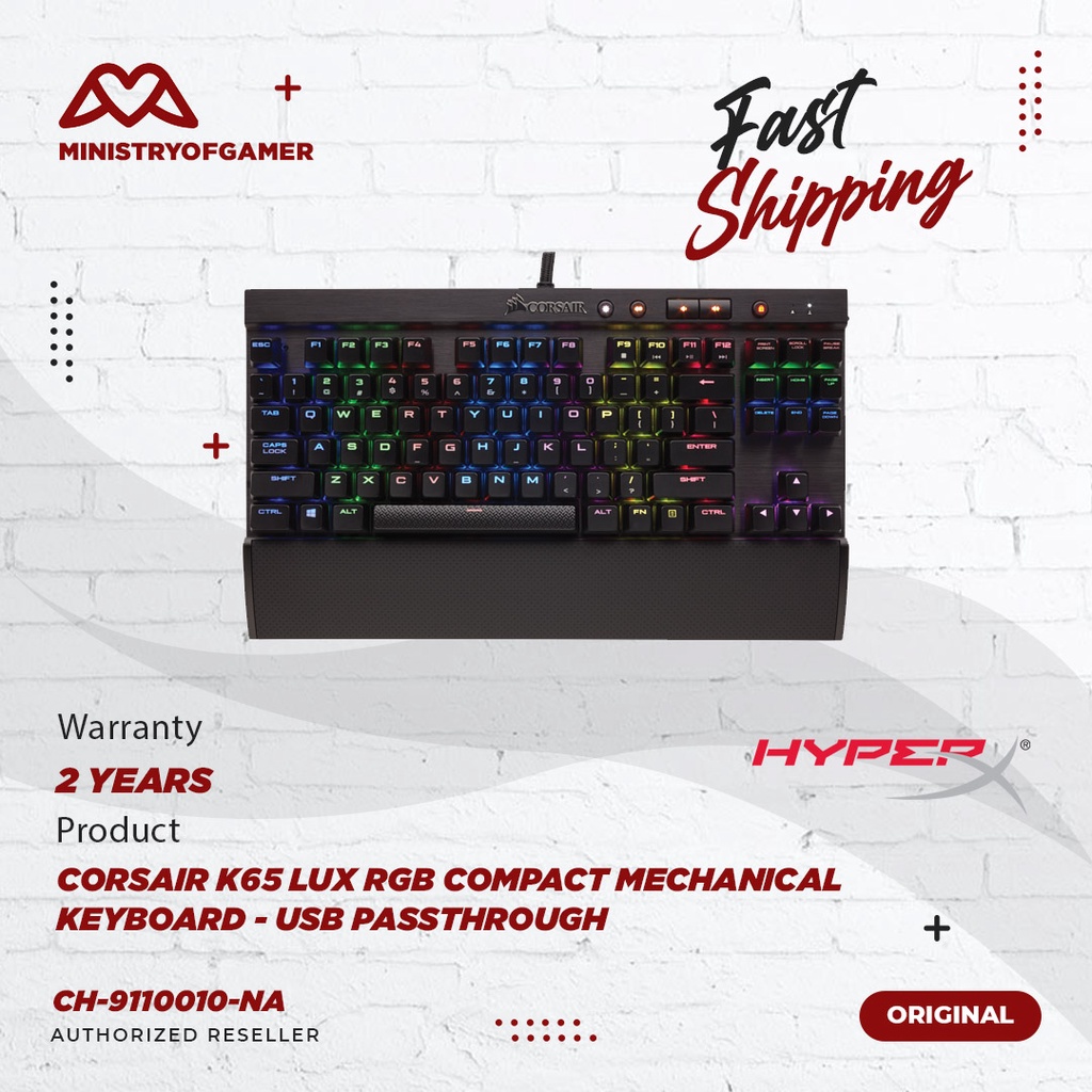 CORSAIR K65 LUX RGB Compact Mechanical Keyboard USB Passthrough (CH