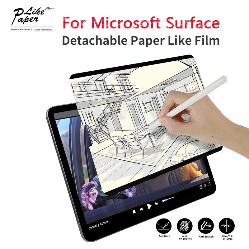 Removable & Reusable Screen Protector Paper Like Film For Microsoft ...