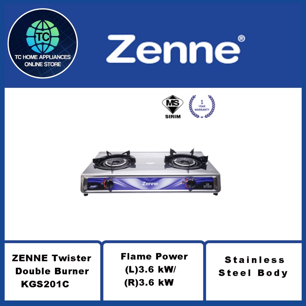 Zenne Double Stove Gas Cooker (KGS201C) Shopee Malaysia